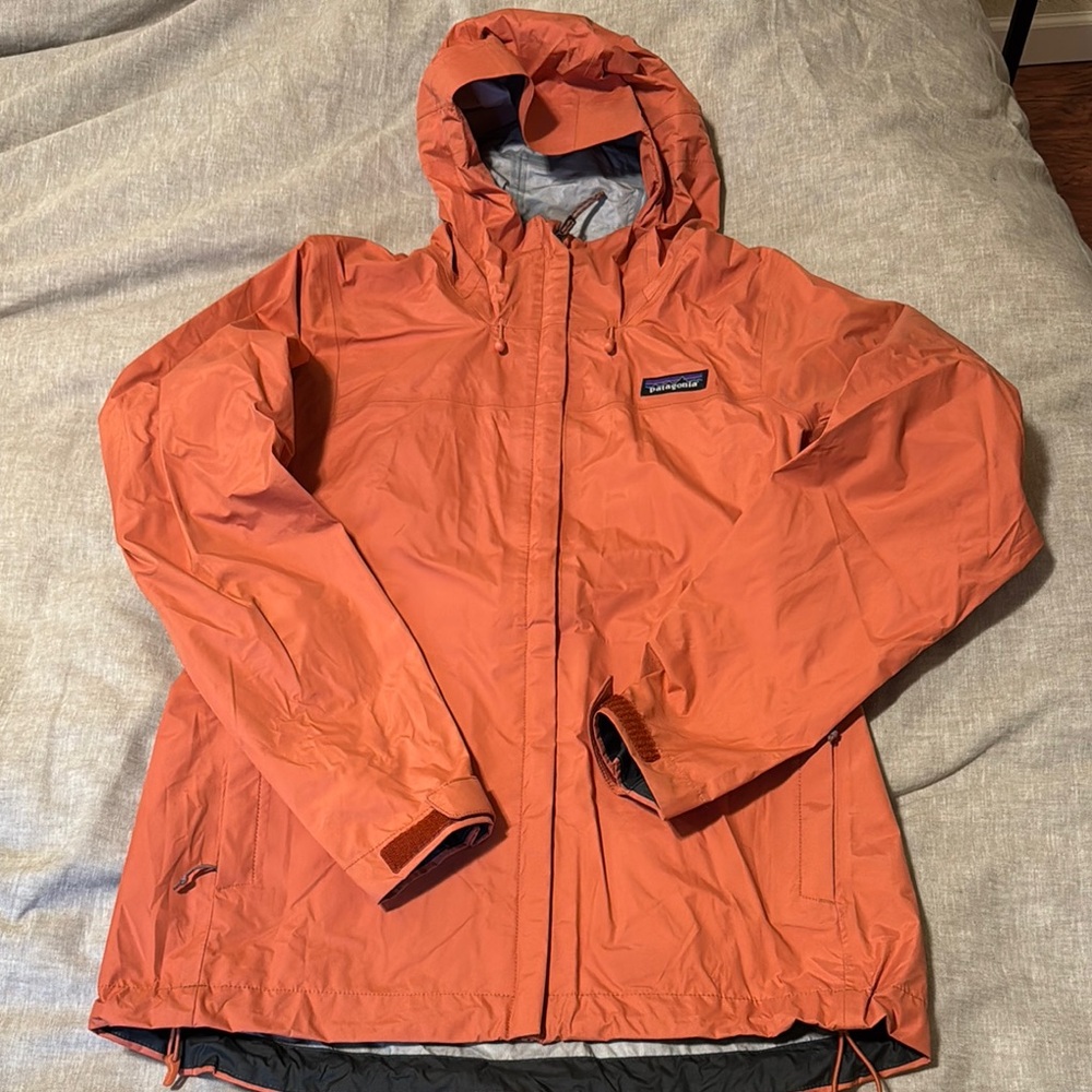 Patagonia Orange Hooded Rain Jacket